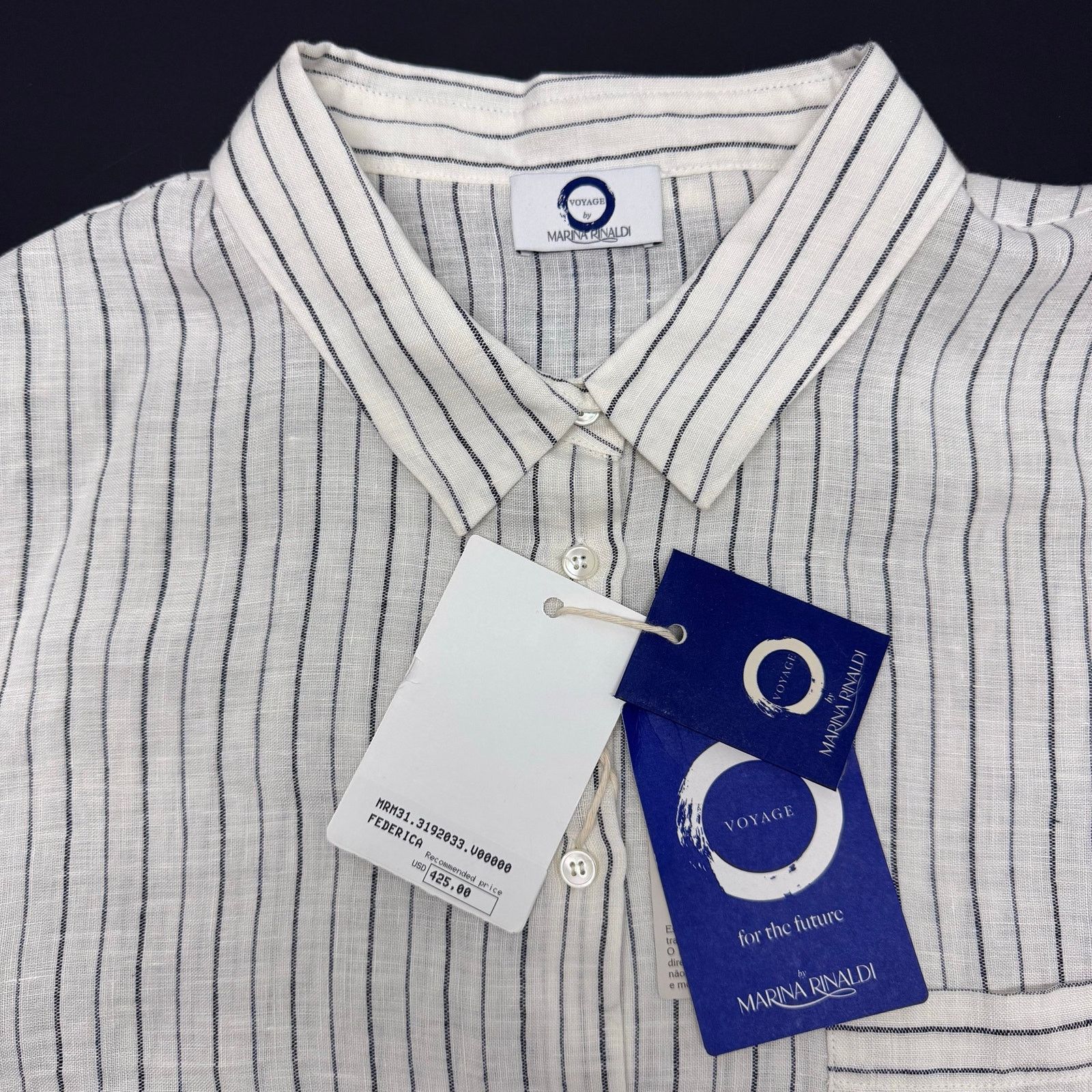 Marina Rinaldi Marina Rinaldi Federica Linen Button Up Striped PLUS US 24 Size 3XL / US 20-22 - 6 Thumbnail
