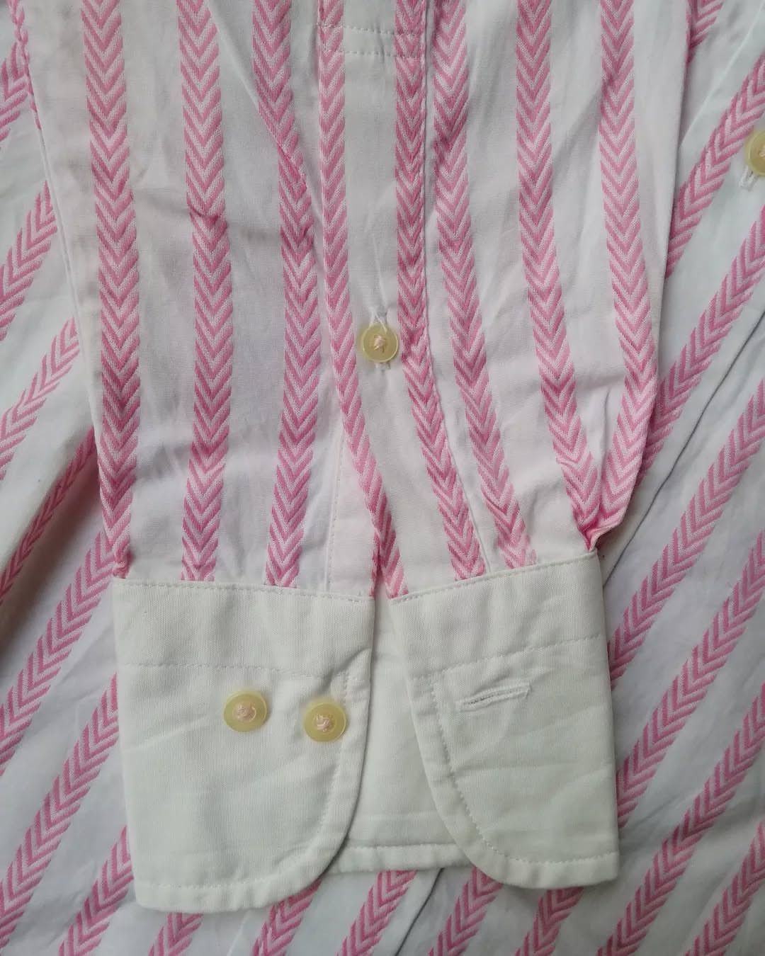 Japanese Brand × Other Male & Co Pink Striped Stained Shirt Size US M / EU 48-50 / 2 - 5 Thumbnail