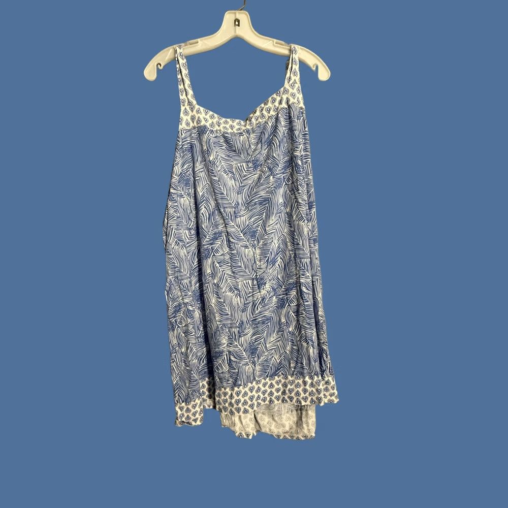 Talbots Talbots Dress Womens 1X Blue Floral Print Sleeveless Sundress Knee Length Casual Size XL / US 12-14 / IT 48-50 - 1 Thumbnail