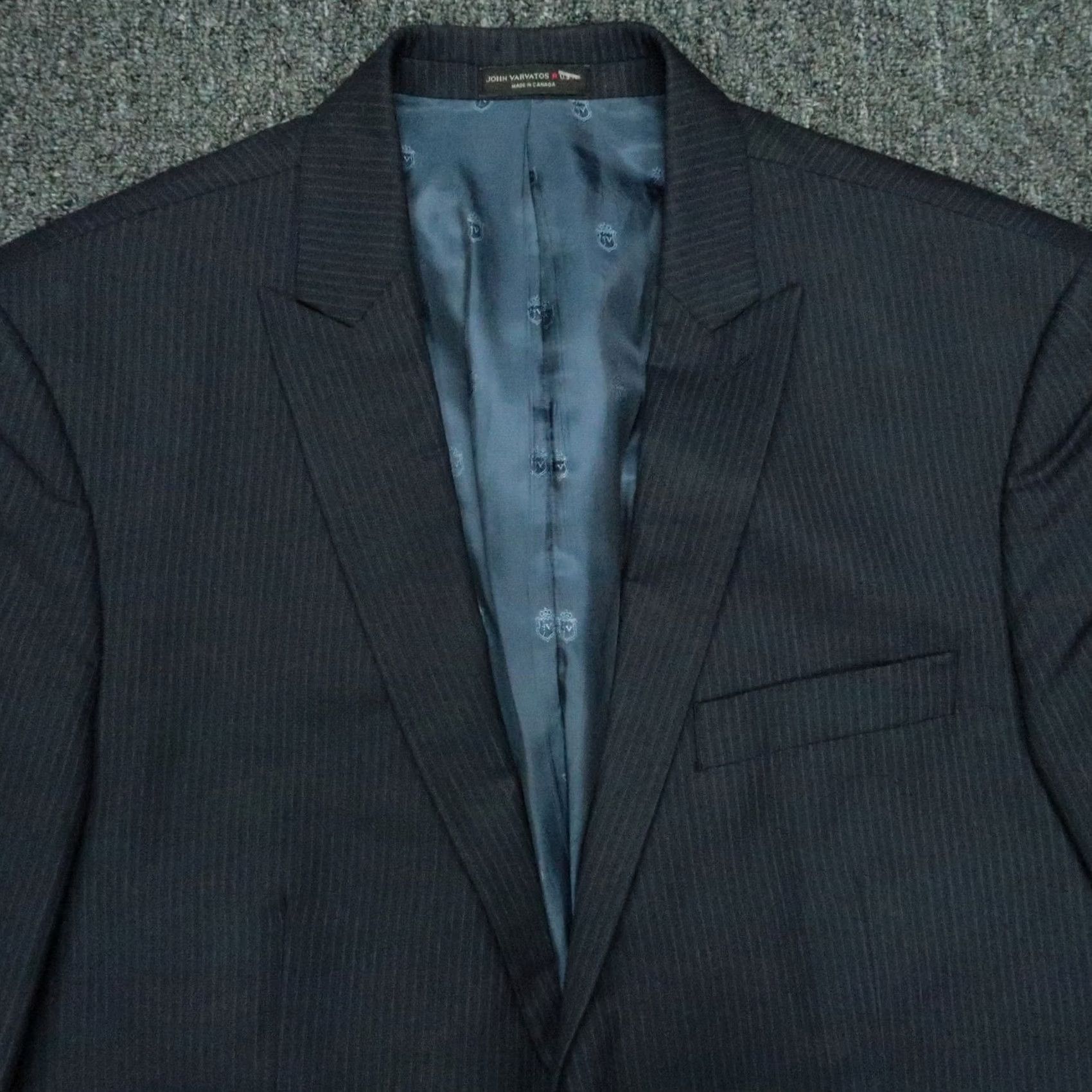 John Varvatos John Varvatos Blazer Mens 42L Blue Pinstripe Wool Lined Sport Coat Jacket Size 42R - 2 Thumbnail