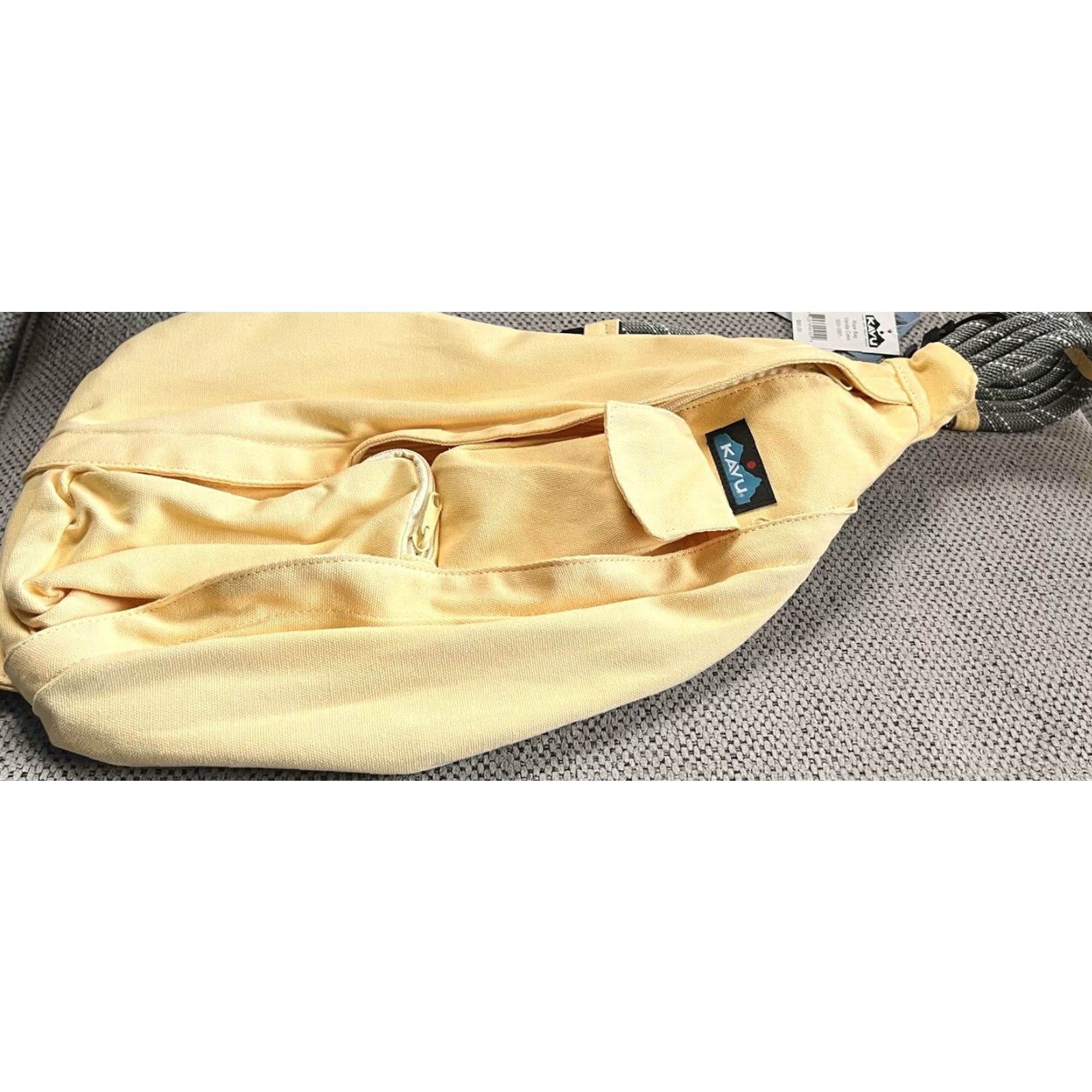 KAVU NWT KAVU Rope Sling Canvas Crossbody Bag Sack Yellow Vanilla Cake Yellow Women Medium Crossbody Bag Size ONE SIZE - 5 Thumbnail