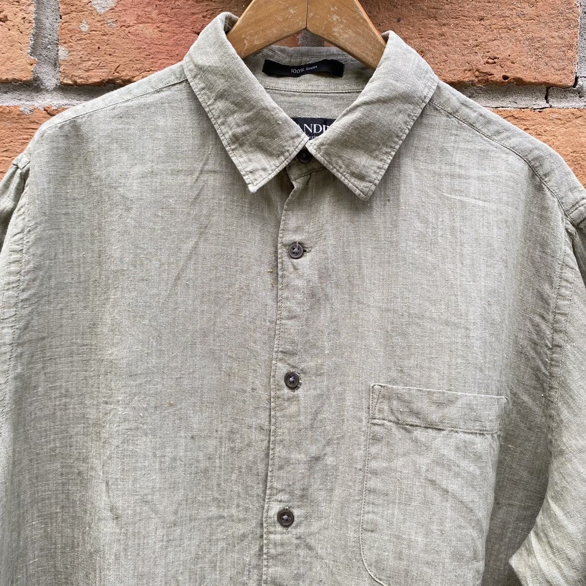Brandini BRANDINI Light Green 100% Linen Short Sleeve Shirt Size US L / EU 52-54 / 3 - 6 Thumbnail