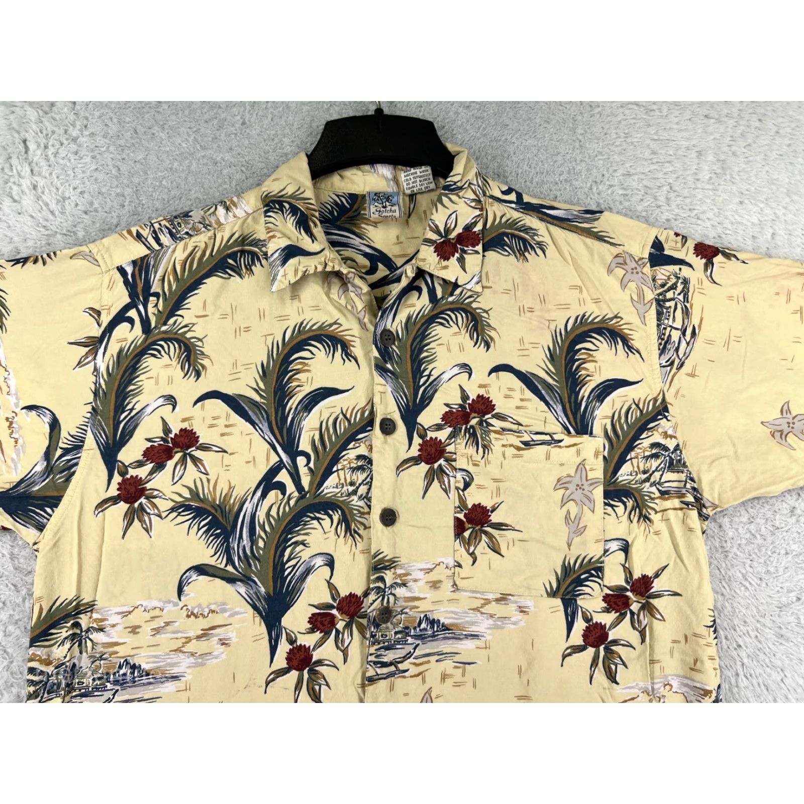 Gotcha Gotcha Shirt Men L Yellow Floral Hawaiian Button-Up Size US L / EU 52-54 / 3 - 4 Thumbnail