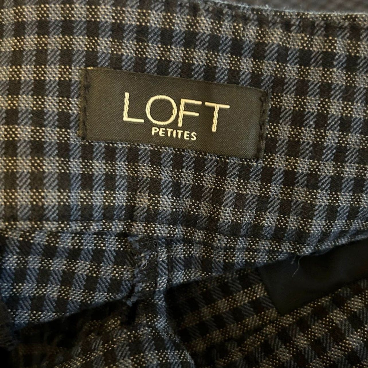 Loft VINTAGE LOFT Womens Pants Blue Black Gingham Petite Mid Rise Marisa Stretch 6P Size 28" / US 6 / IT 42 - 5 Thumbnail