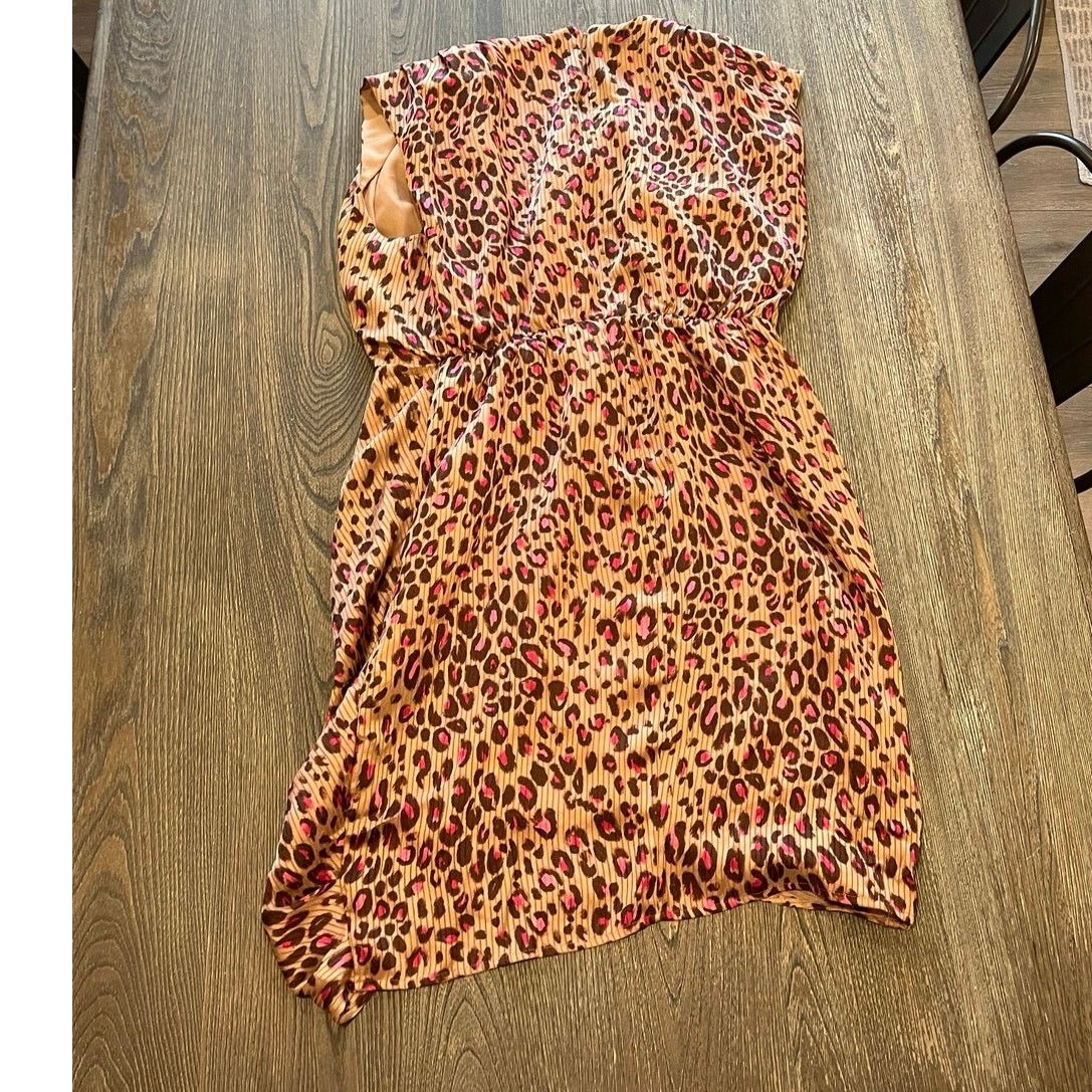 Express Express Mini Sheath Dress Leopard Print Satin Tan Size L Size L / US 10 / IT 46 - 5 Thumbnail