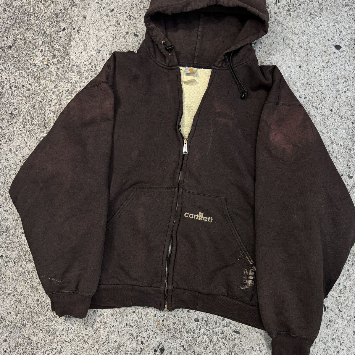 Vintage Carhartt Thrashed Faded Thermal Lined Zip Hoodie ERD GRUNGE Size US XXL / EU 58 / 5 - 6 Thumbnail