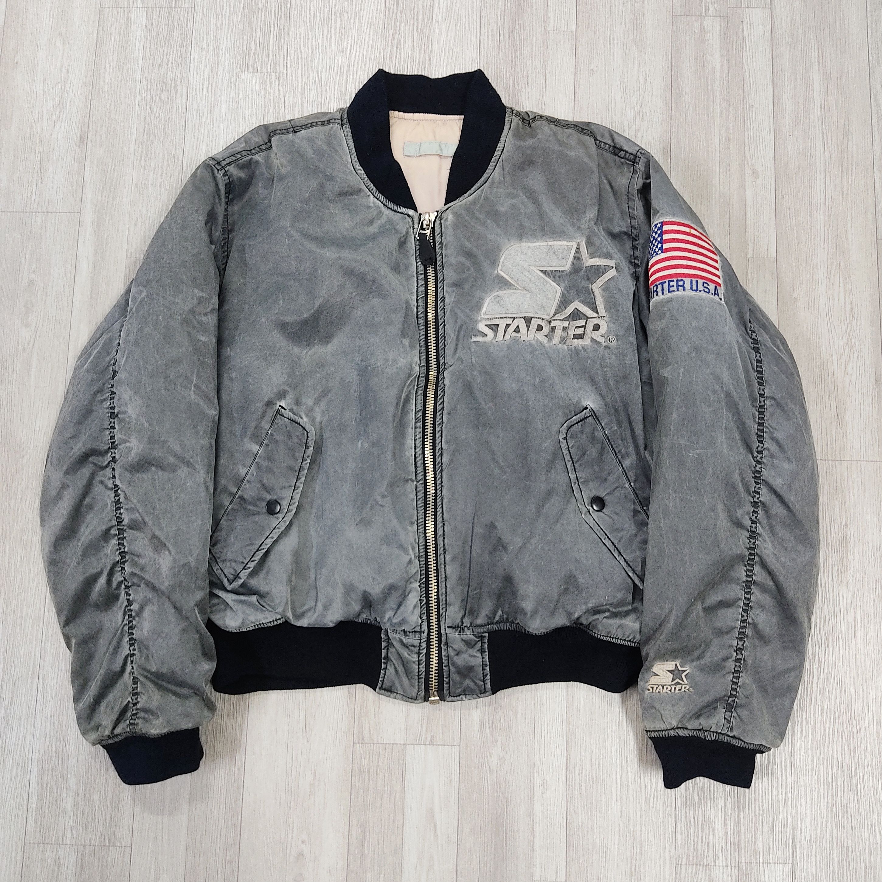 Starter Vintage Faded Grey Starter USA Bomber Jacket Size US L / EU 52-54 / 3 - 4 Thumbnail