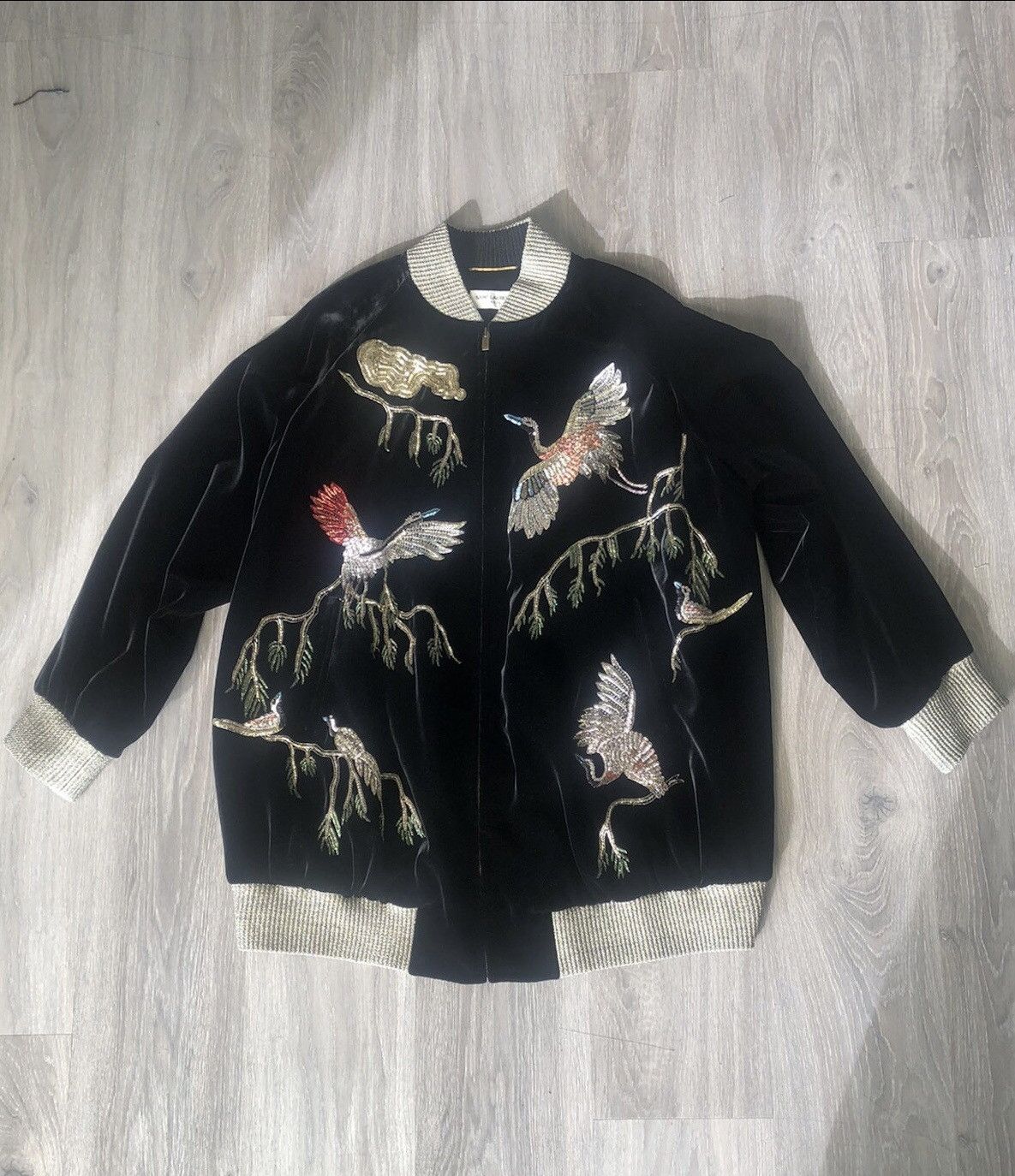 image of Saint Laurent Paris Saint Laurent Embroidered Jacket in Black, Men's (Size Large)
