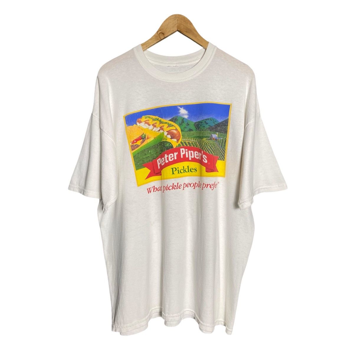 Vintage Vintage Peter Piper’s Pickles Hamburger Art T-Shirt Size US XL / EU 56 / 4 - 1 Thumbnail