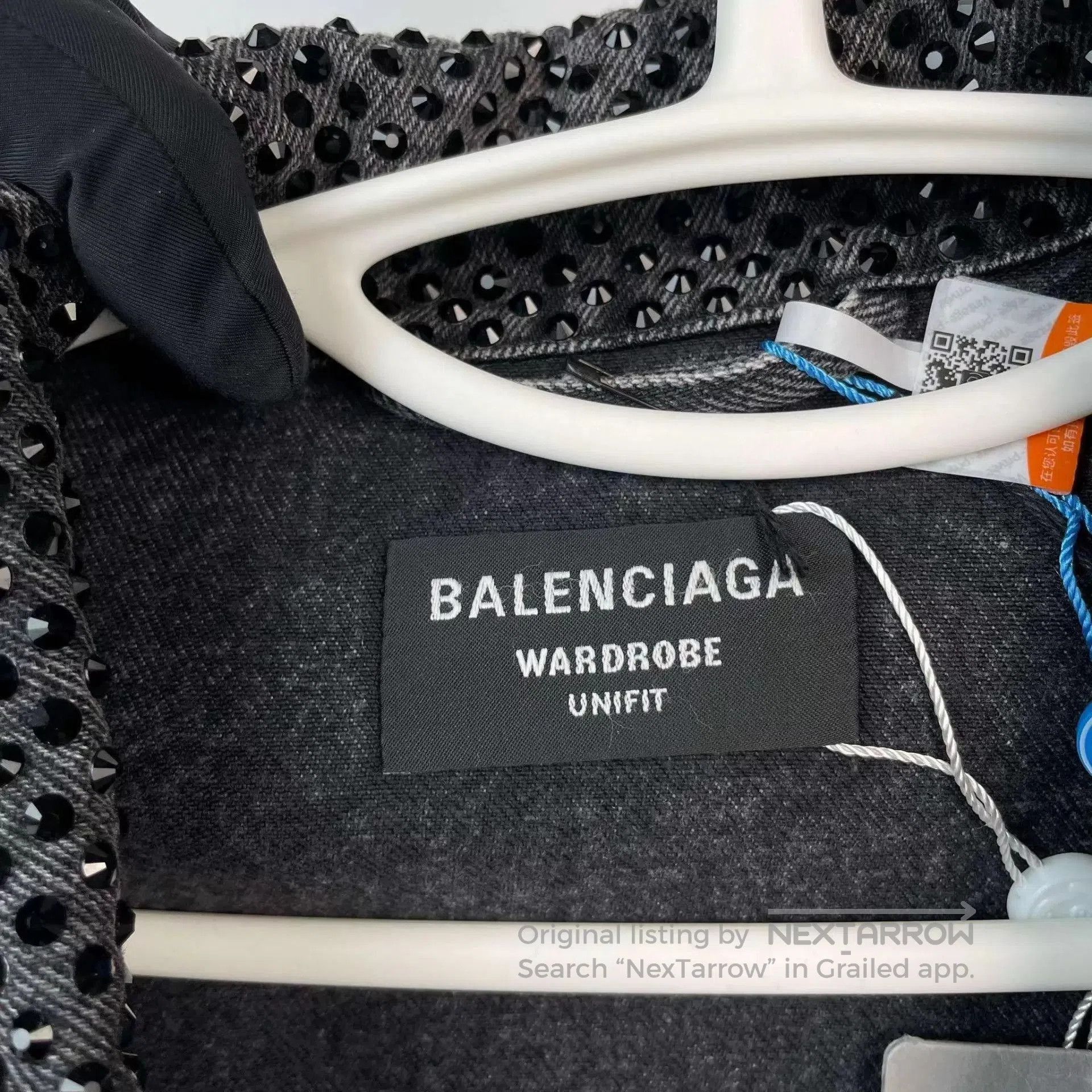 Balenciaga Black Perforated Denim Jacket Size S. Size US S / EU 44-46 / 1 - 4 Thumbnail