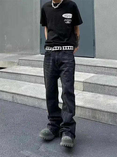 Designer × Jean punk grunge fade skate flared jeans Size US 32 / EU 48 - 2 Thumbnail