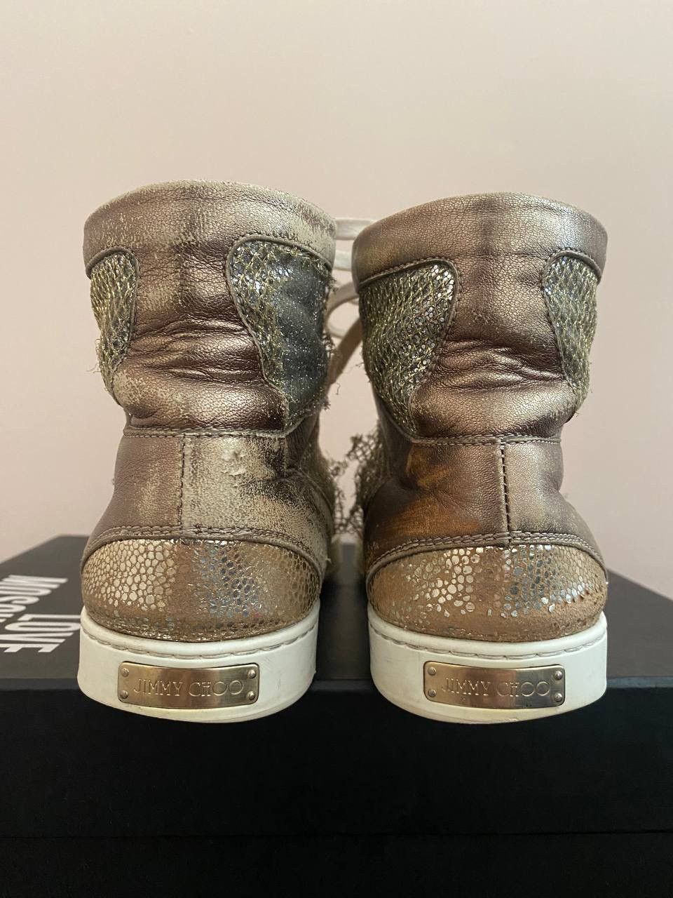 Jimmy Choo Jimmy Choo Metallic Gold Leather And Glitter Miami High Top Size US 8 / IT 38 - 6 Thumbnail