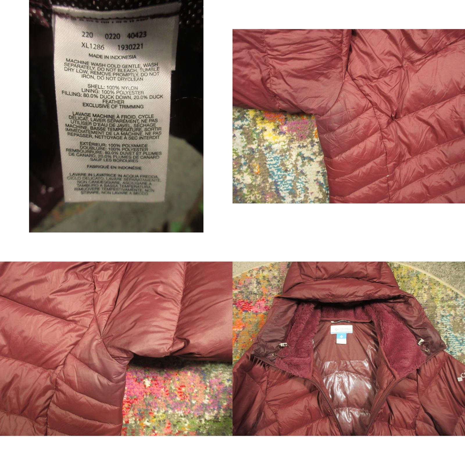 Vintage Columbia Puffer Jacket Womens XL Down Omni Heat Snorkel Hood Fleece Lined Long Sleeve Quilted Jacket/Coat Red Size XL / US 12-14 / IT 48-50 - 8 Thumbnail