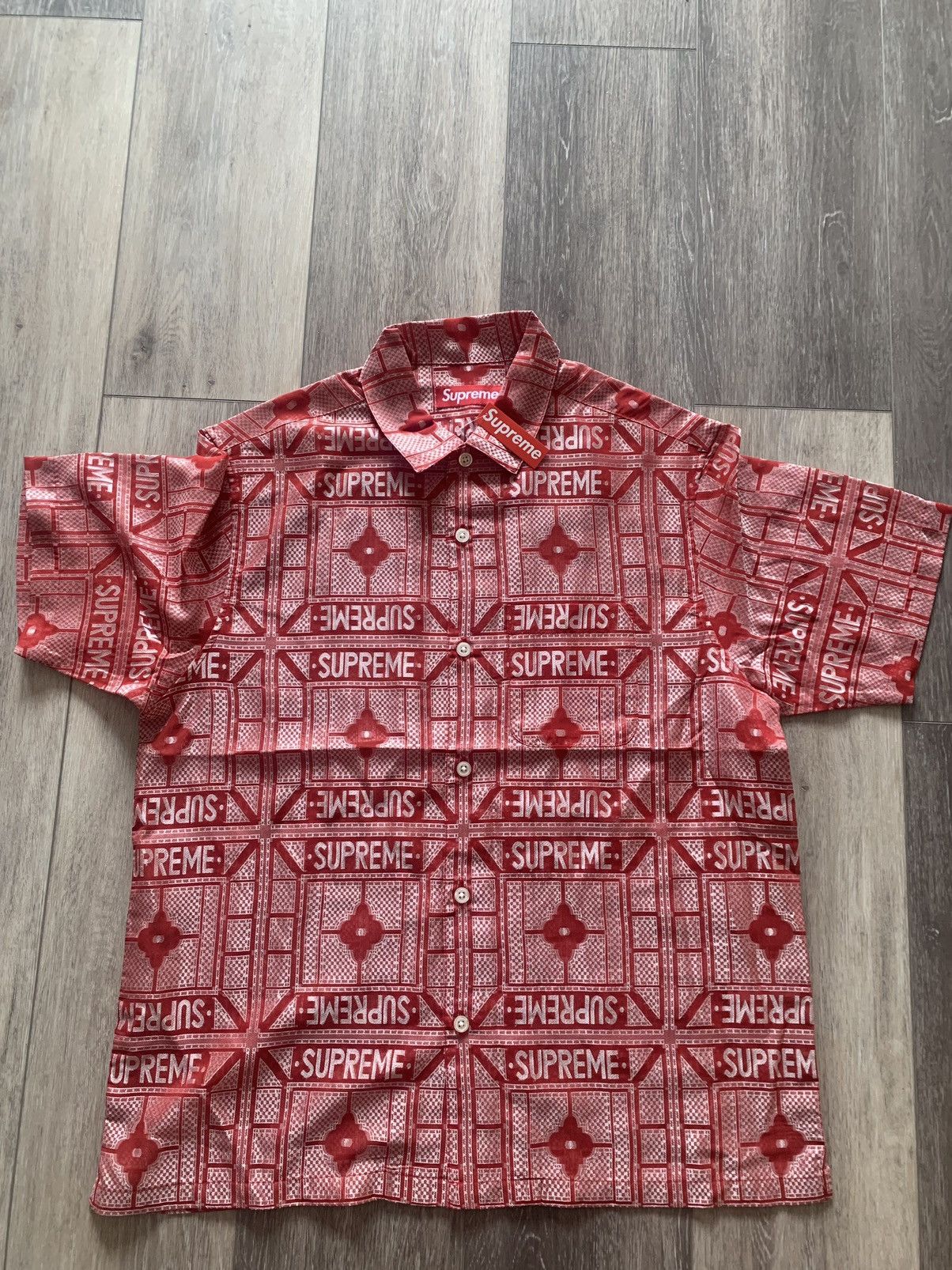 Supreme Supreme Tray Jacquard S/S Shirt Medium IN HAND! | Grailed 