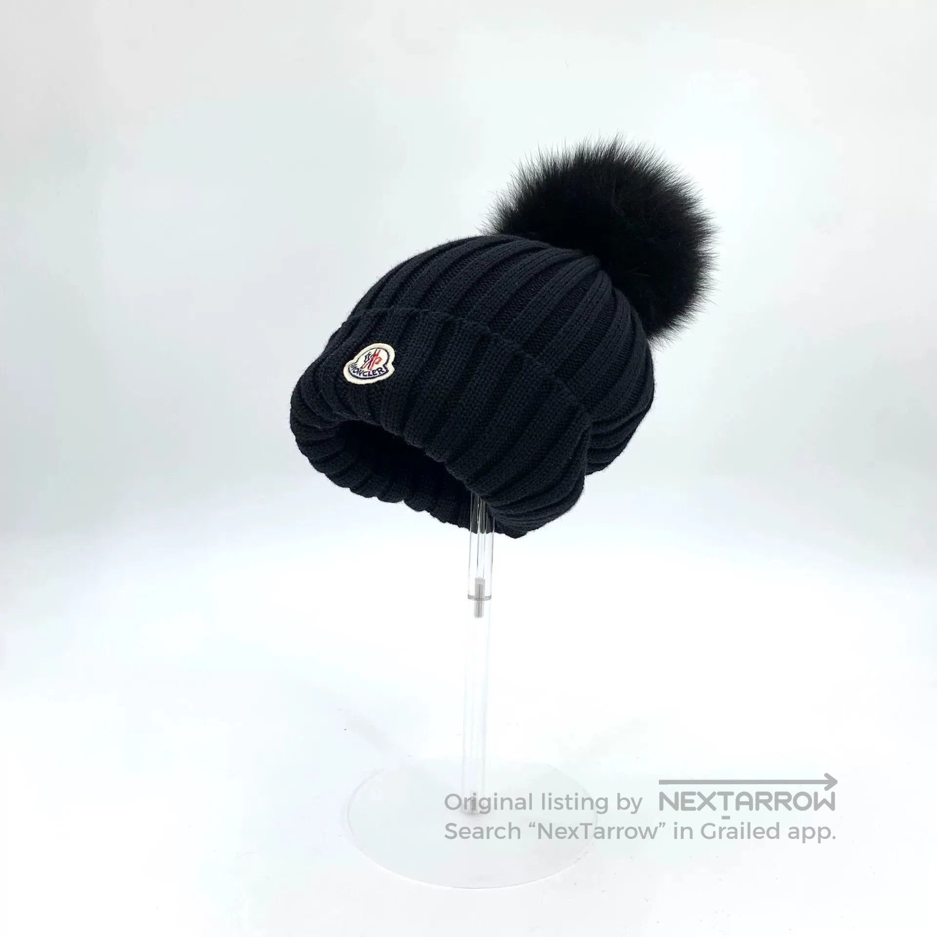 Moncler Moncler Black Logo Wool Knit Beanie. Size ONE SIZE - 2 Thumbnail
