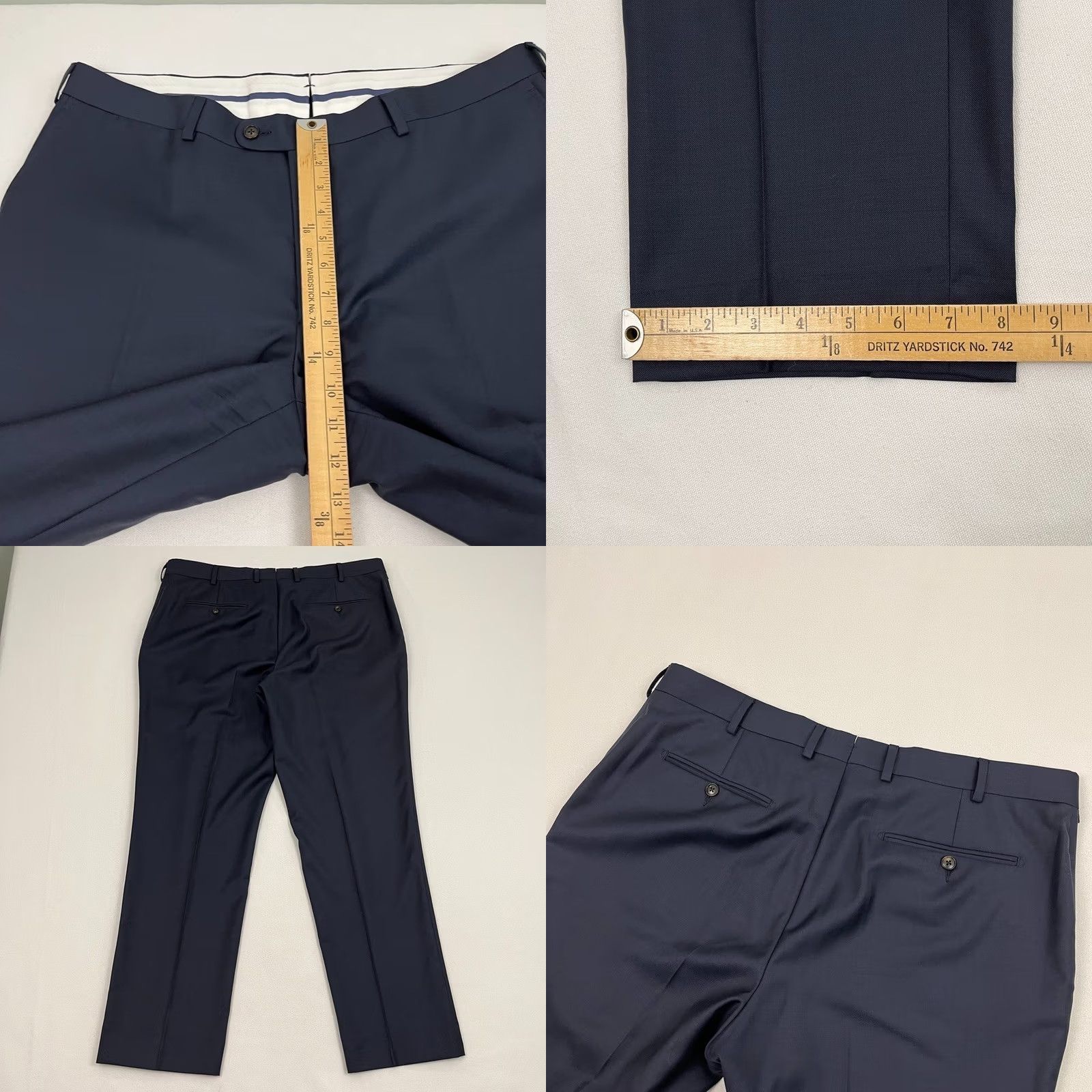 Suitsupply Suitsupply Pants Mens 38 x 29 Straight Navy Blue Wool Trousers Size 38R - 8 Thumbnail