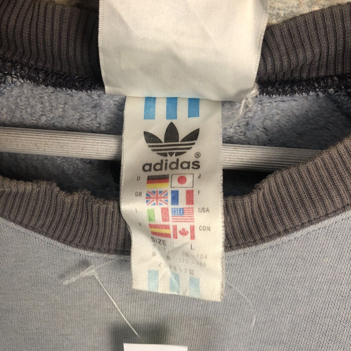 Adidas Adidas vintage logo Light Blue Sweatshirt #A1448 Size US L / EU 52-54 / 3 - 12 Thumbnail