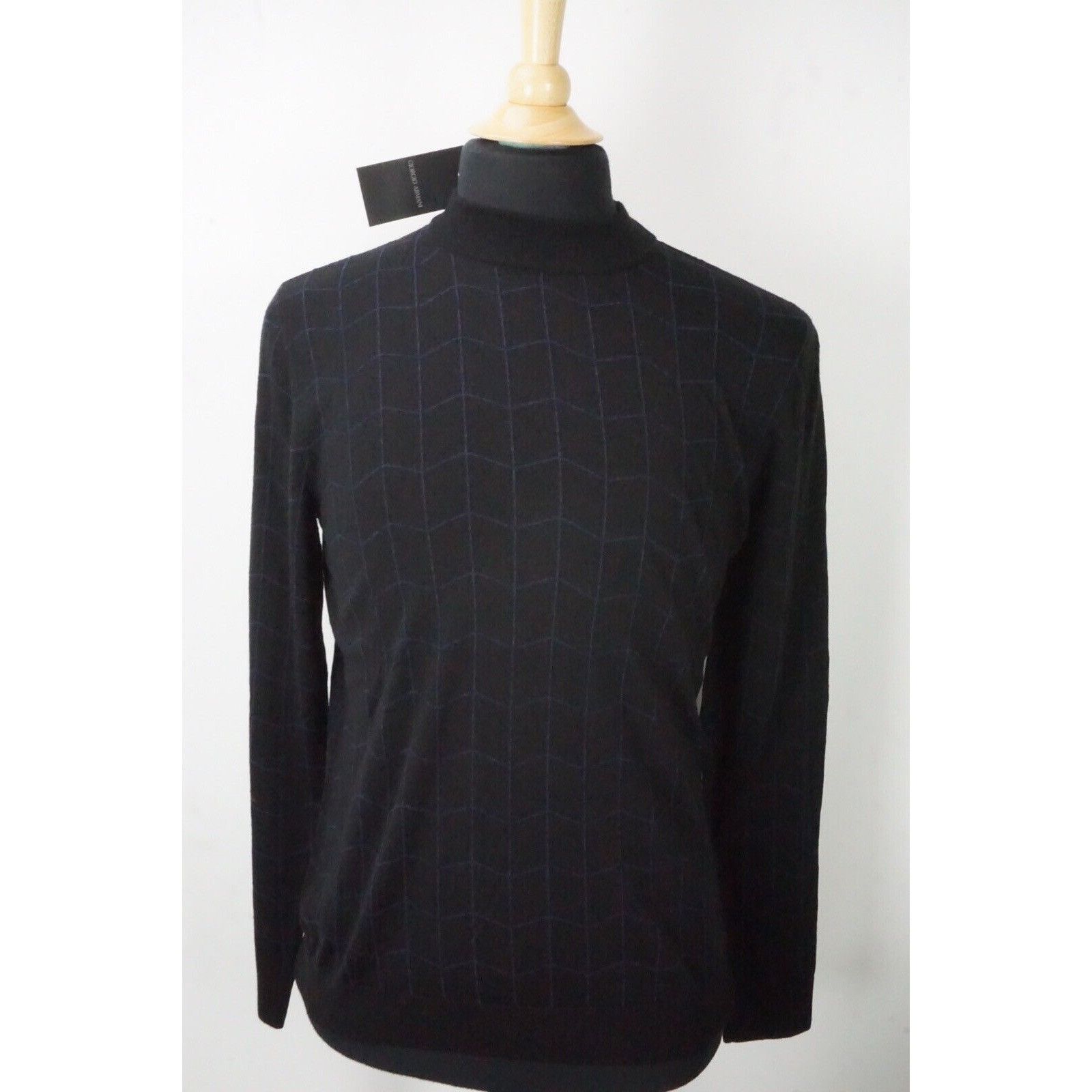 Giorgio Armani Black Label Black Purple Cubic Plaid Wool Wov