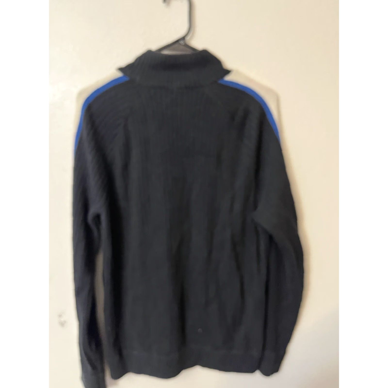 Express VINTAGE Express Sweater Womens Large Black Ribbed Knit Zip Up Slim Fit Stretch Cardigan Size L / US 10 / IT 46 - 3 Thumbnail