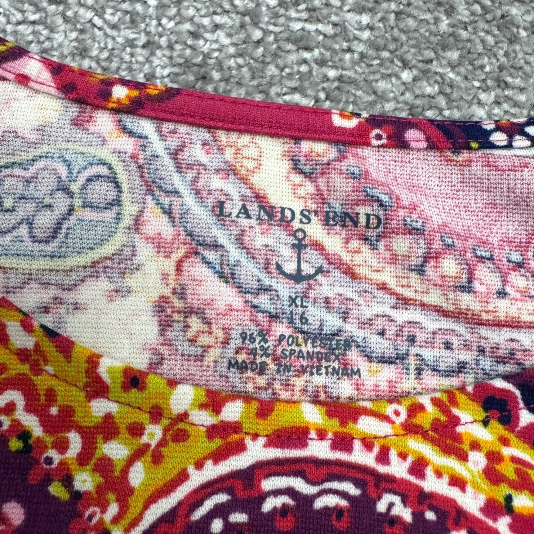Lands' End Lands' End Paisley Ruffle Hem Shift Dress Womens XL Pink Long Sleeve Boho Casual Size XL / US 12-14 / IT 48-50 - 4 Thumbnail