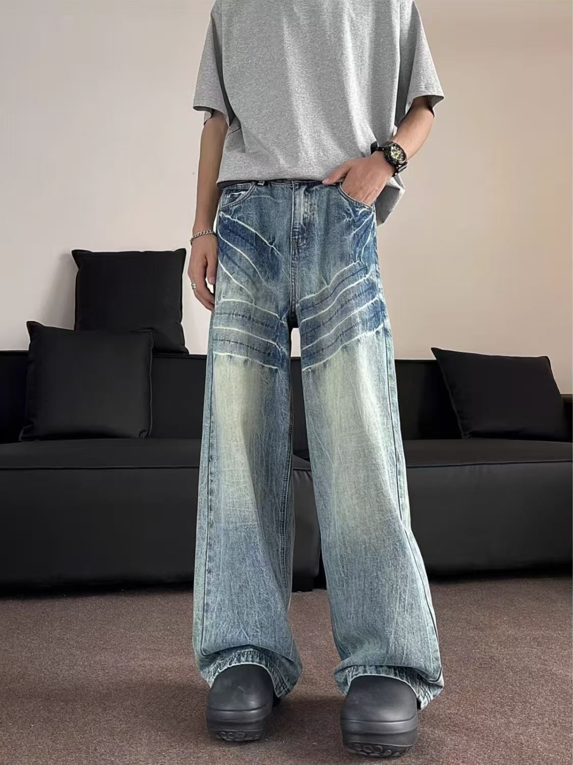 Japanese Brand × Jean Washed vintage wide-leg loose casual blue jeans Size US 32 / EU 48 - 2 Thumbnail