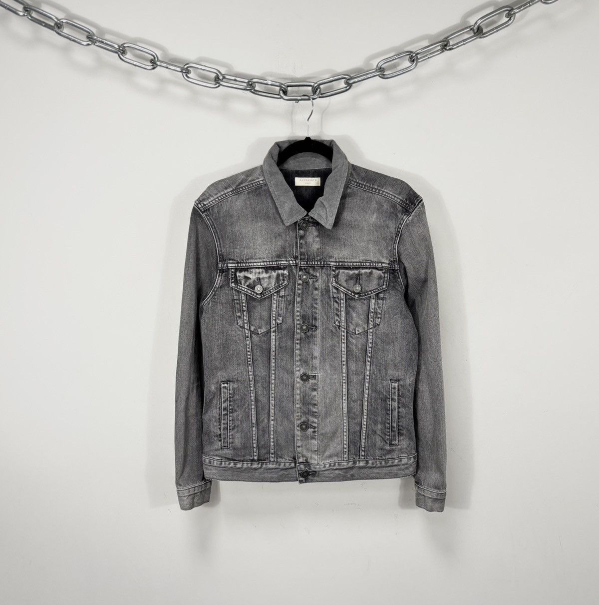 Allsaints AllSaints Men’s Grafton Washed Grey Denim Jacket Size US L / EU 52-54 / 3 - 1 Thumbnail