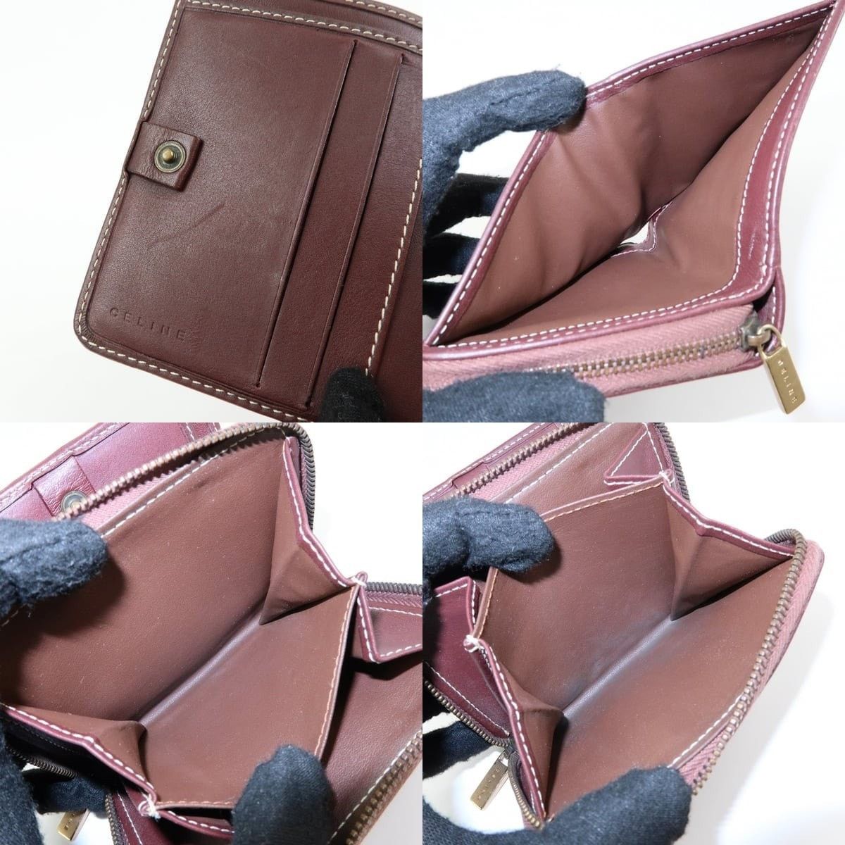 Celine Celine Macadam Denim Wallet Burgundy Size ONE SIZE - 7 Thumbnail