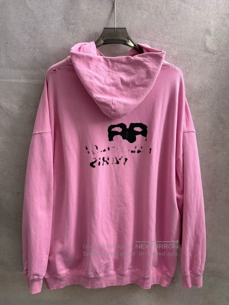 Balenciaga Balenciaga Pink Ink Printed Letter Hooded Sweatshirt Size US S / EU 44-46 / 1 - 4 Thumbnail