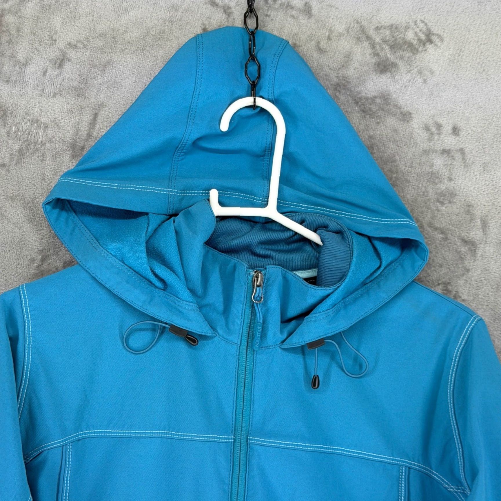 Marmot Marmot Womens XL Teal Blue Softshell Full Zip Hooded Jacket P8585-1-CM Contrast Size XL / US 12-14 / IT 48-50 - 2 Thumbnail