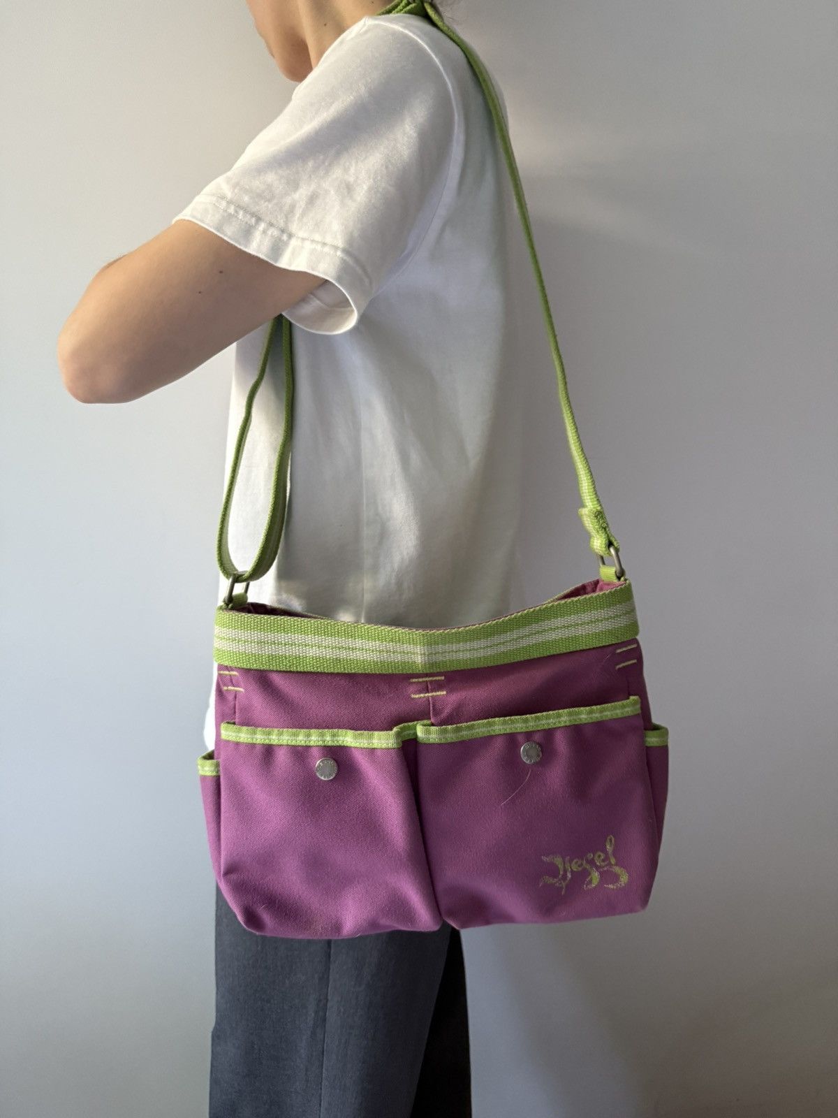 Diesel Vintage Purple Shoulder Cargo Bag Y2K, Women's