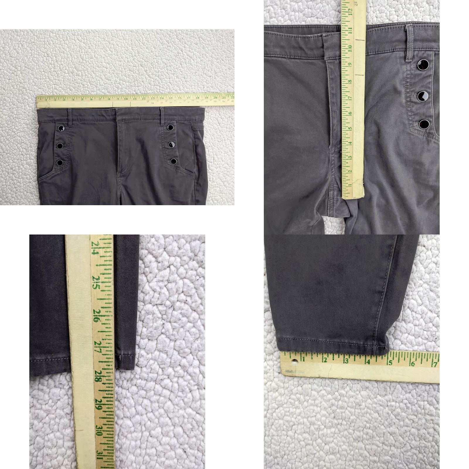 Loft LOFT Sailor Button Skinny Womens 12 Gray High Rise Jeans Denim Dark Wash Stretch Zip Fly Trousers Women Pants Jeans 27.5 Inseam Size 25" / US 0 / IT 36 - 8 Thumbnail
