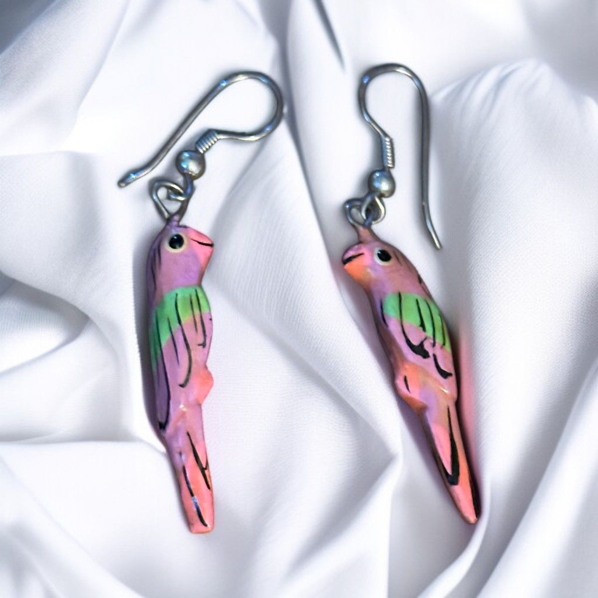 Vintage Vintage pink and purple parrot dangle earrings Size ONE SIZE - 1 Thumbnail