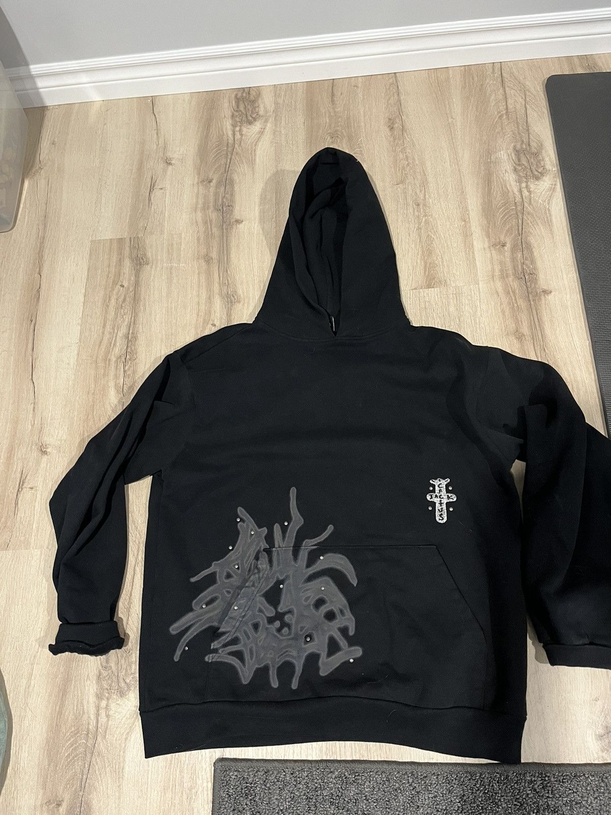 image of Travis Scott Studded Hoodie Black, Men's (Size Large)