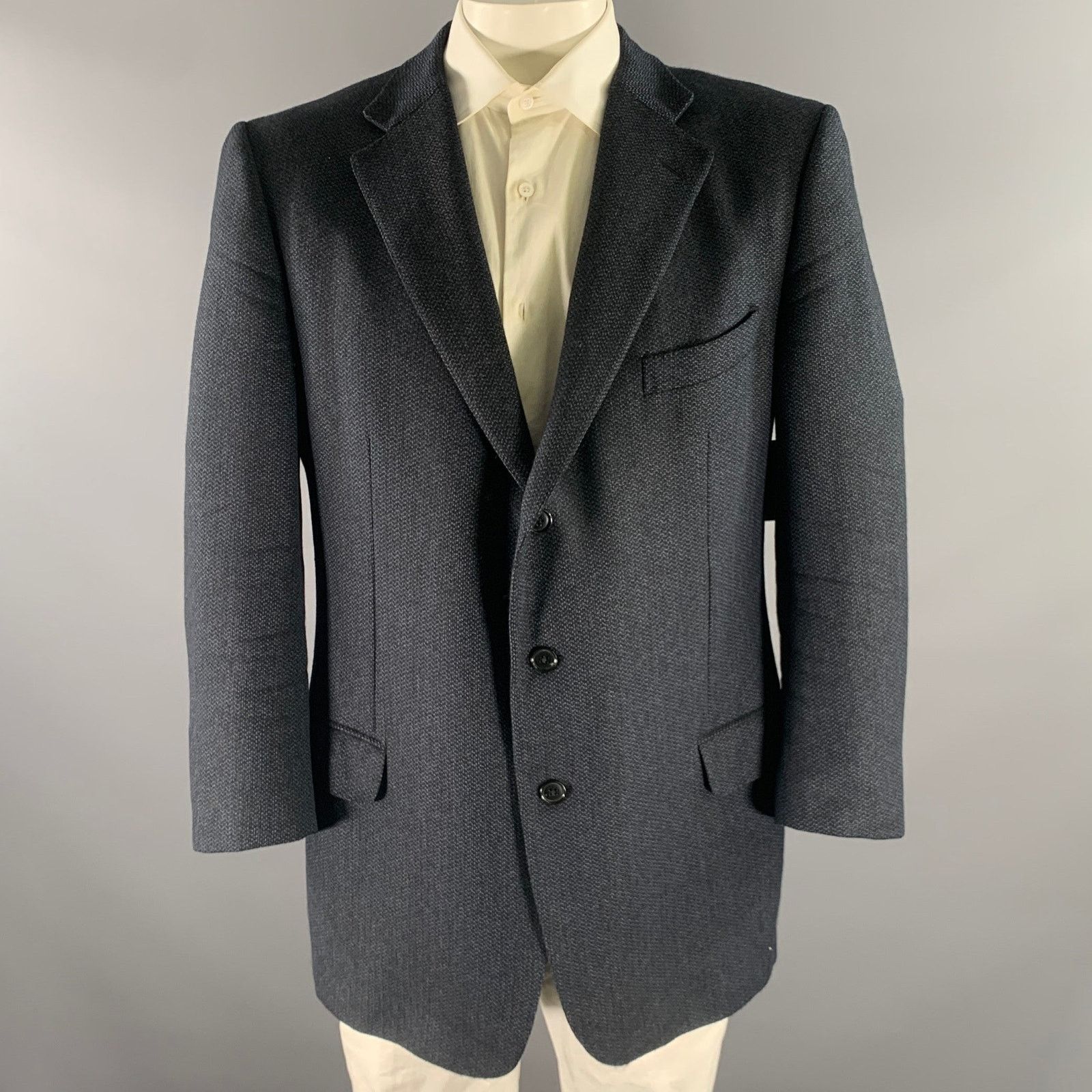 Ermenegildo Zegna ERMENEGILDO ZEGNA 46 Navy Black Wool Cashmere Sport Coat Size 46R - 1 Thumbnail