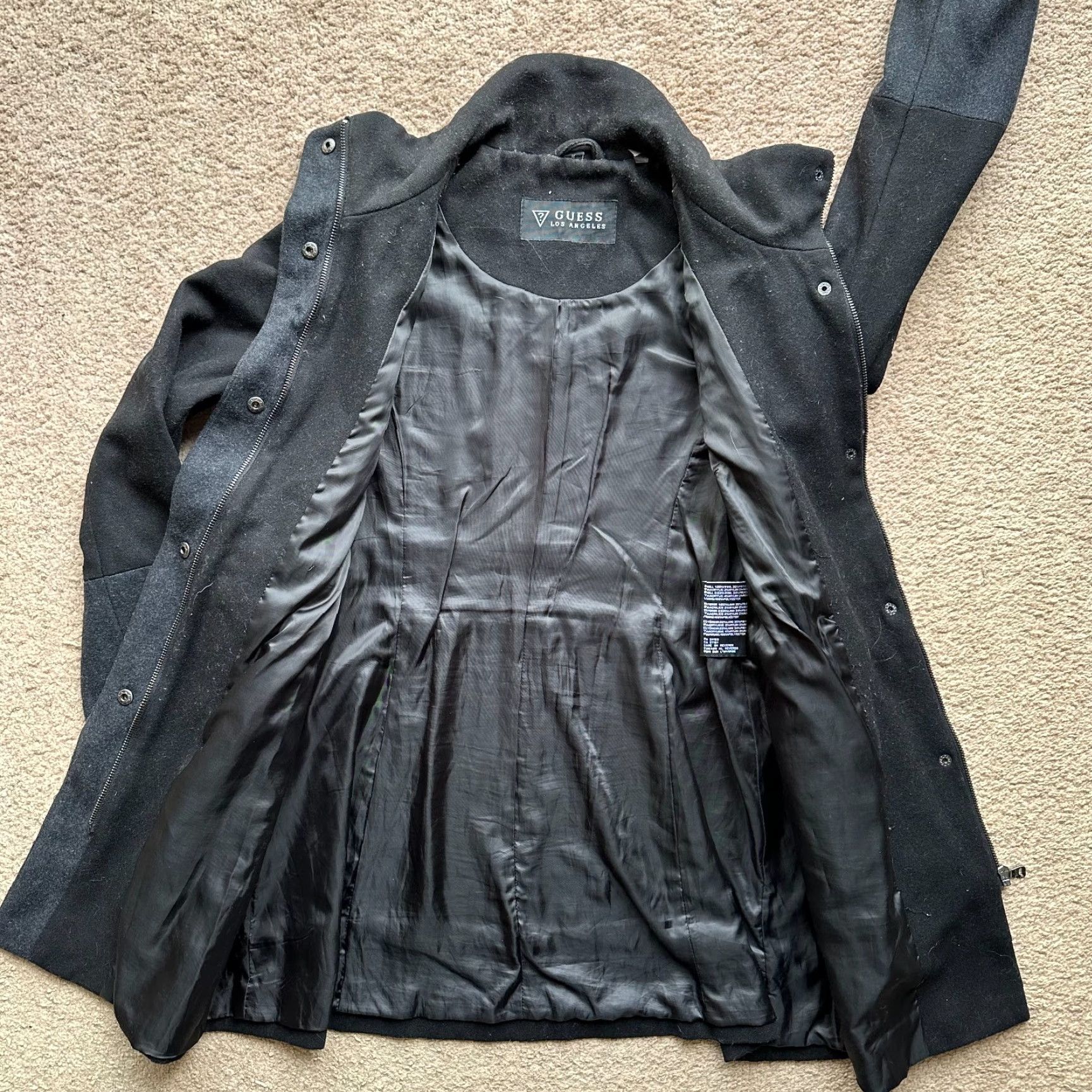 Guess GUESS Jacket Womens Medium Wool Blend Full Zip Mock Neck Black Pockets Size M / US 6-8 / IT 42-44 - 3 Thumbnail