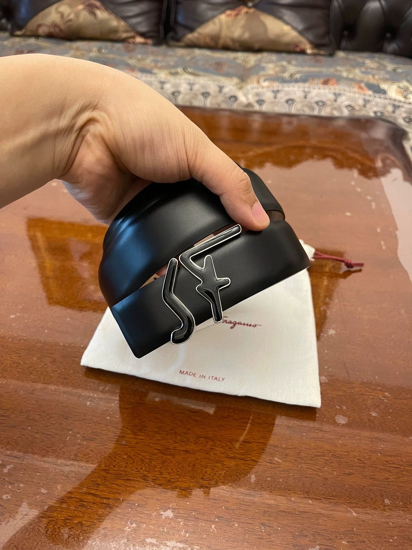 Salvatore Ferragamo Ferragamo 115 Genuine Leather Belt New Unused Dustbag Size ONE SIZE - 3 Thumbnail