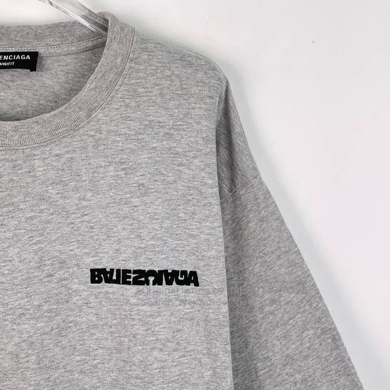 Balenciaga Balenciaga Grey Logo Letter Embroidered Cotton Round Neck Size US L / EU 52-54 / 3 - 3 Thumbnail