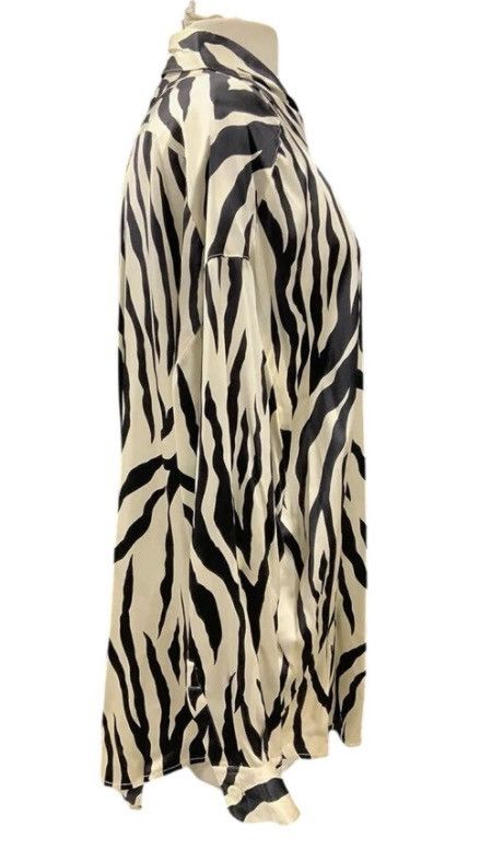 Other Vintage Brett Harrison Silk Zebra Print Blouse Black Ivory Size XL / US 12-14 / IT 48-50 - 3 Thumbnail