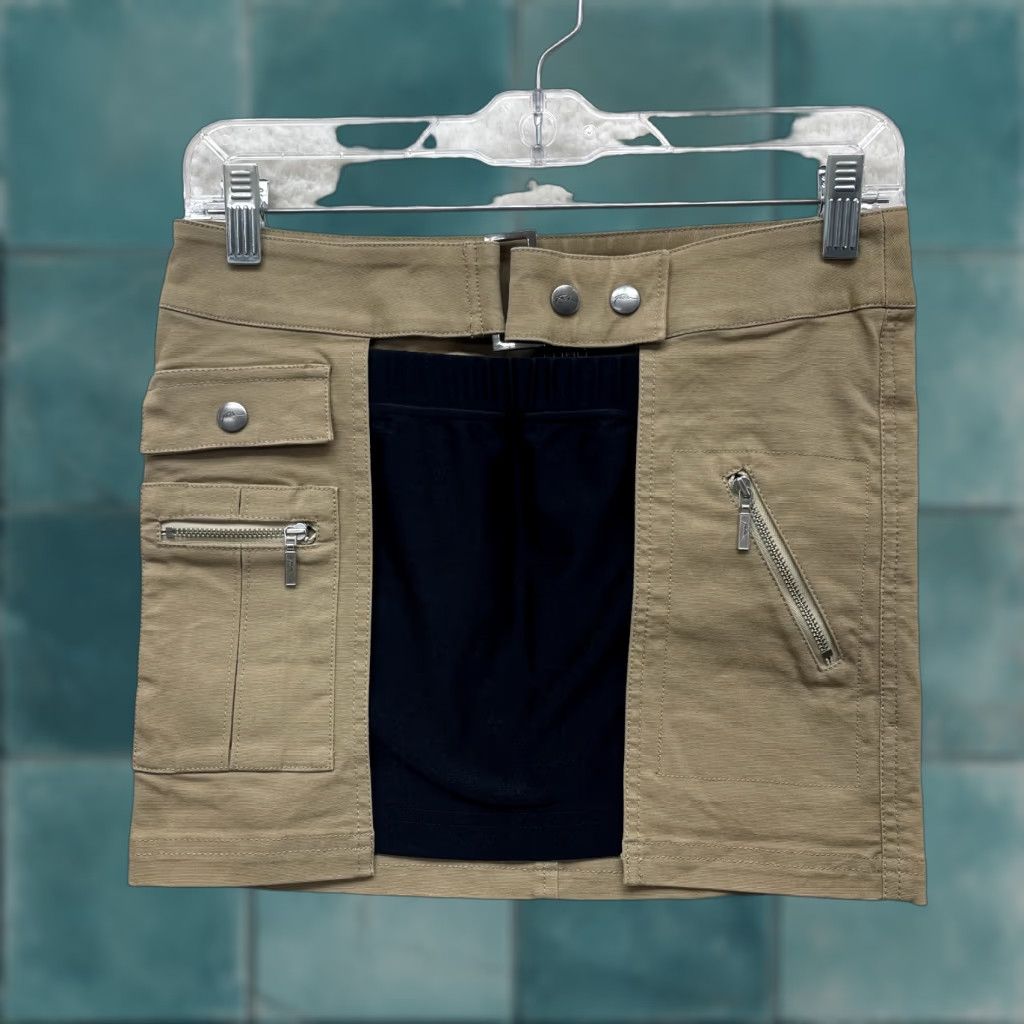 Fubu 90s Y2K Vintage Fubu Cargo Mini Skirt S Small Beige Grunge 2 25 Junior Women's 2 25? Size 28" / US 6 / IT 42 - 1 Thumbnail