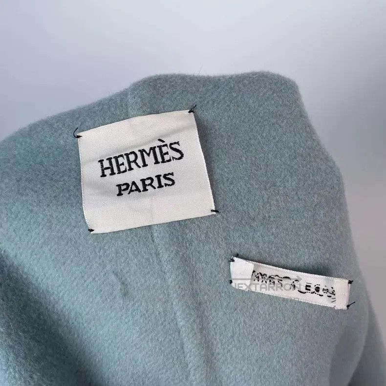 Hermes Hermes Light Blue Double-Faced Cashmere and Wool Coat with Size XXS / US 00 / IT 34 - 4 Thumbnail