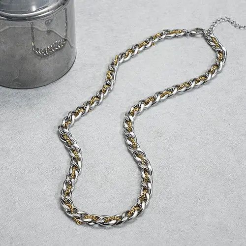 Designer × Jewelry Titanium Steel Link Chain Necklace for Men Women Size ONE SIZE - 3 Thumbnail