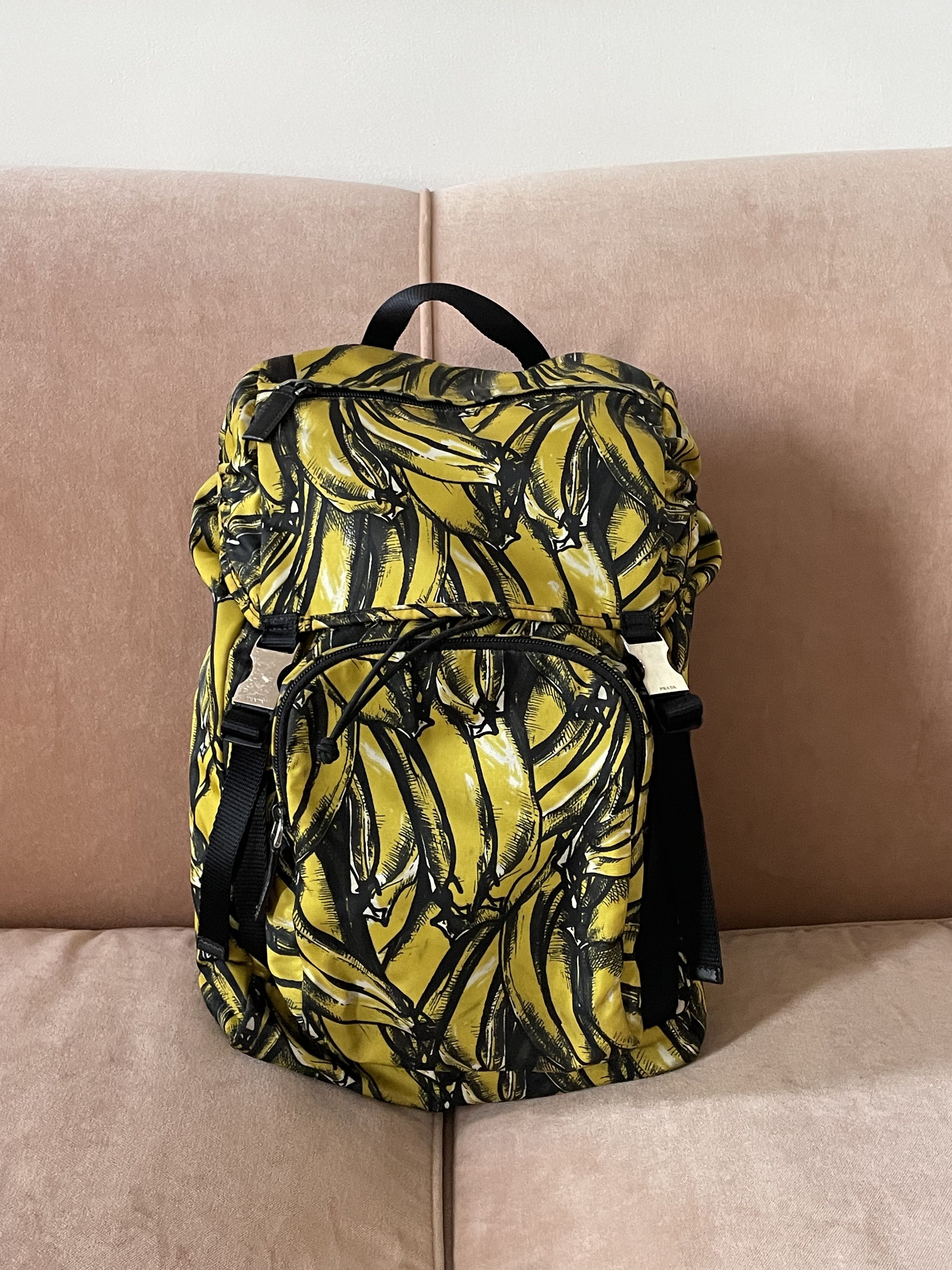 Prada Tessuto Nylon Saffiano Banana Print Backpack. Prada Tessuto Nylon Saffiano Medium Banana Print Backpack  main image 2