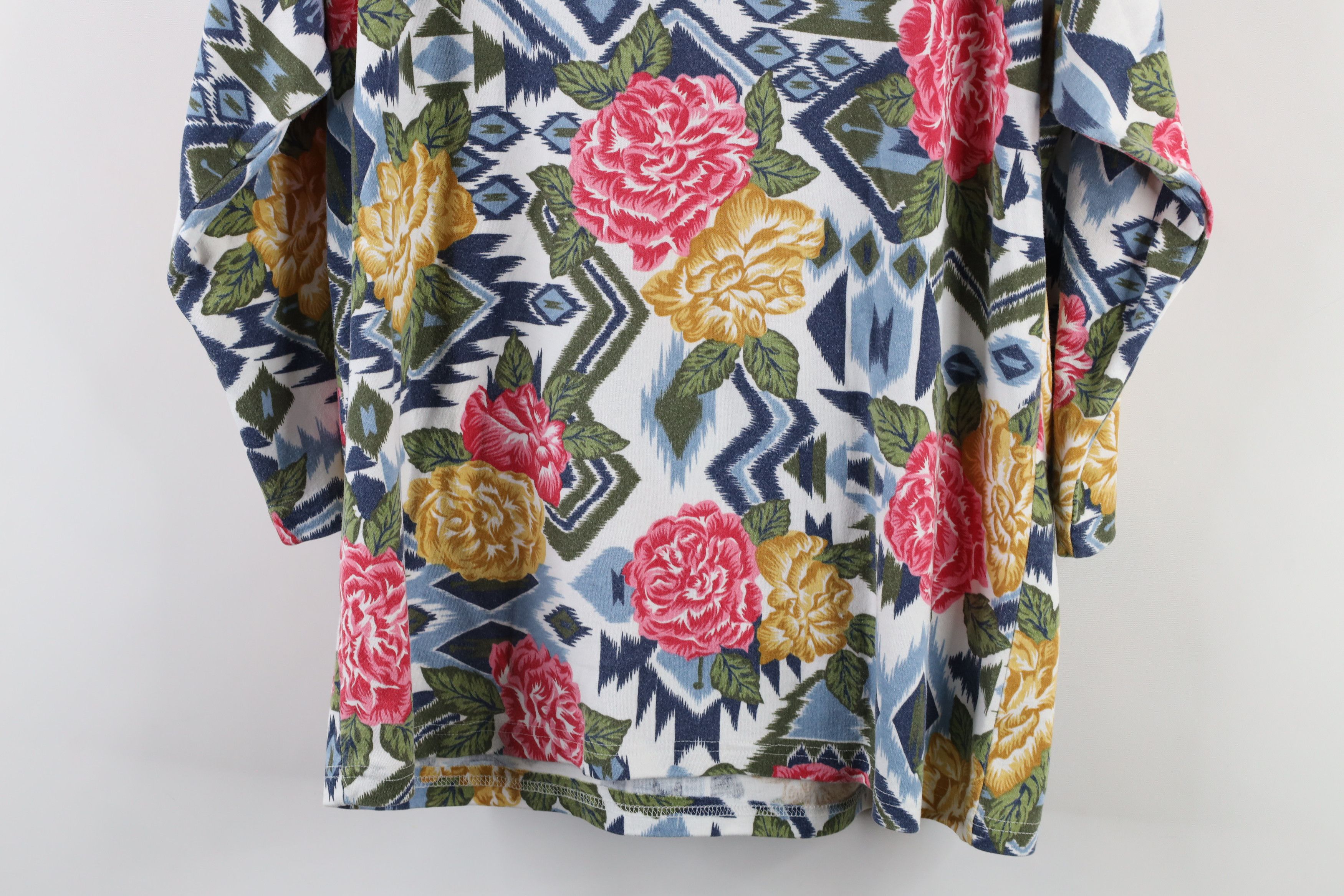 Vintage Vintage 90s Streetwear 3/4 Sleeve Flower Floral T-Shirt USA Size L / US 10 / IT 46 - 9 Thumbnail