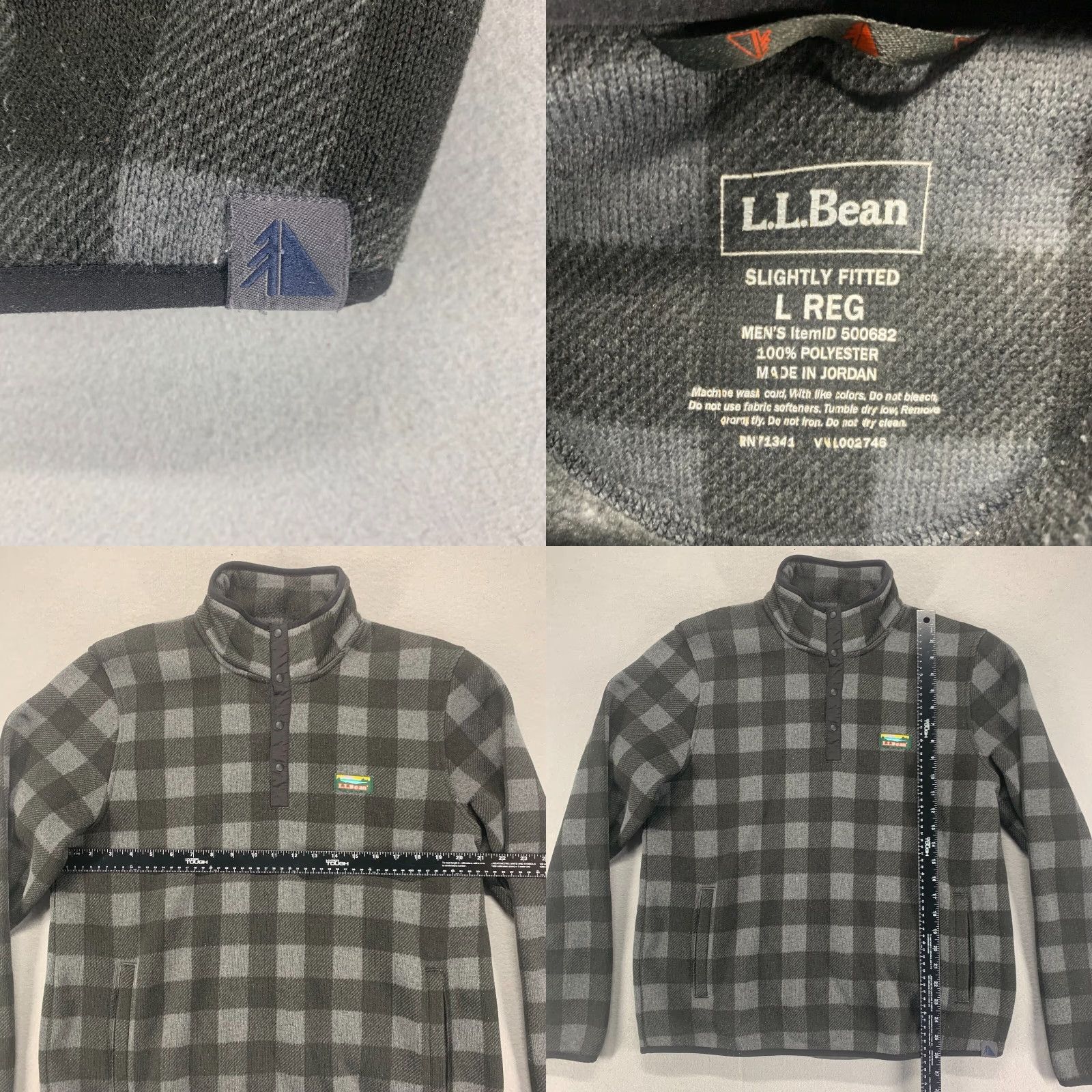Vintage L.L. Bean Sweatshirt Mens Large Regular Black Check Snap Button Slightly Fitted Size US L / EU 52-54 / 3 - 8 Thumbnail