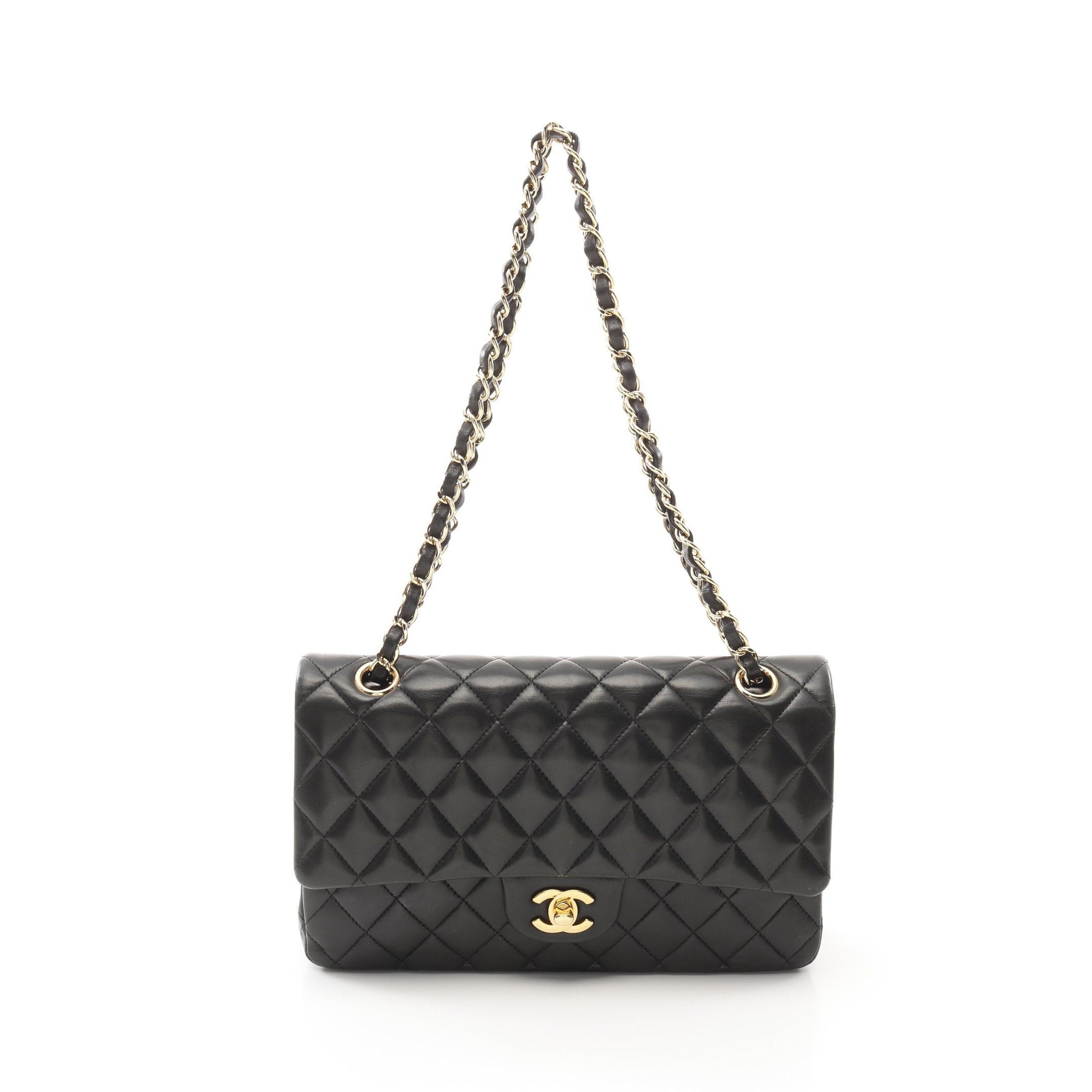Chanel Chanel Matelasse Double Flap Chain Shoulder Bag Lambskin Black Gold Hardware Size ONE SIZE - 1 Thumbnail