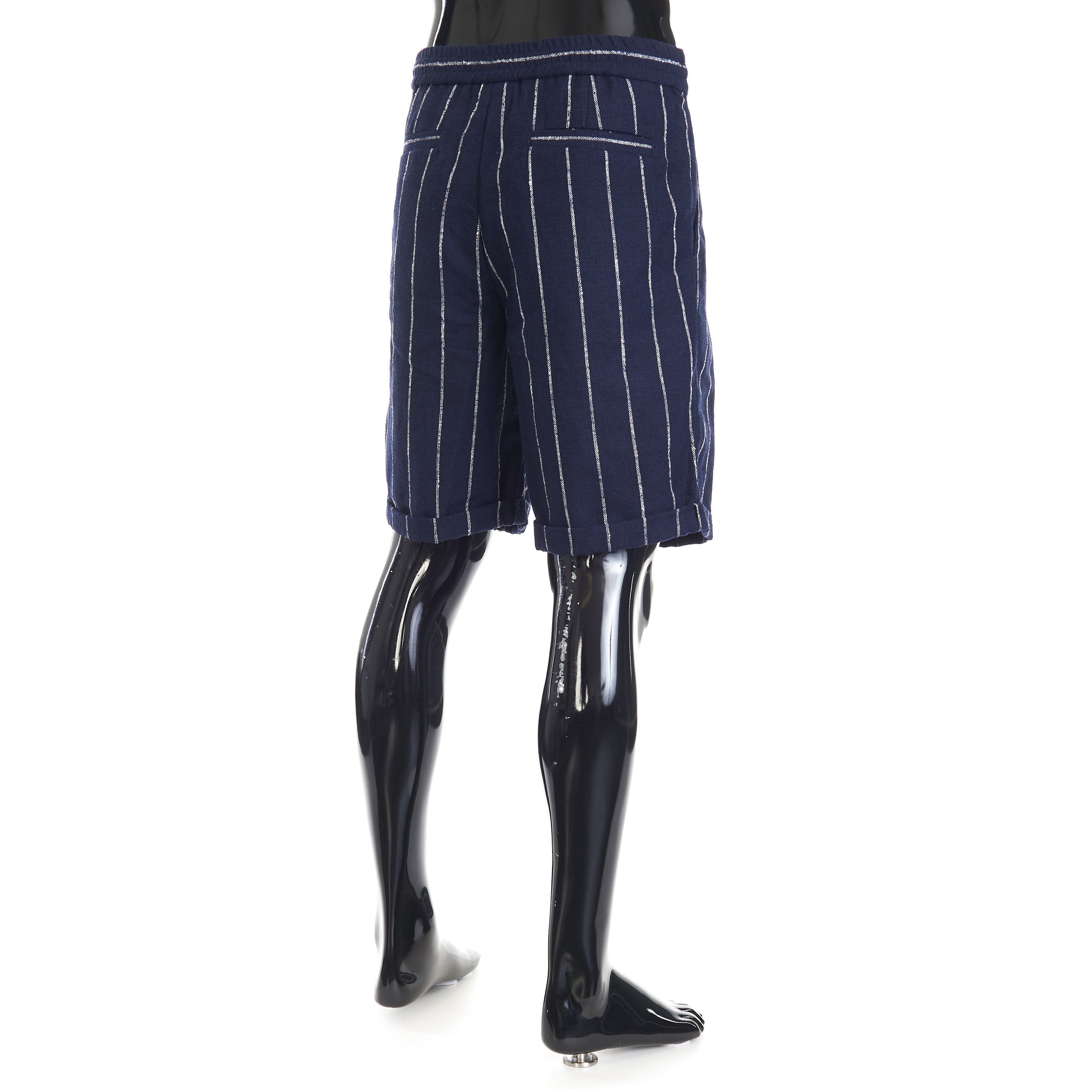 Brunello Cucinelli Navy Blue Chalk Stripe Bermuda Shorts - Drawstring, Pleats Size US 34 / EU 50 - 5 Thumbnail