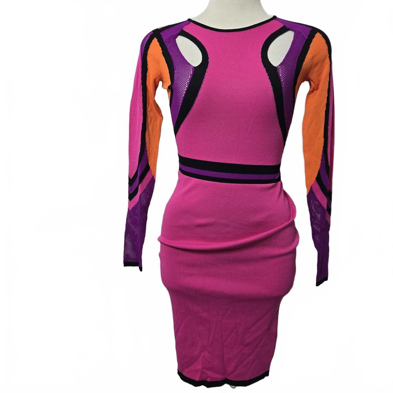 Pinko Dress Color Block Fitted Cut Out Bodycon Cocktail