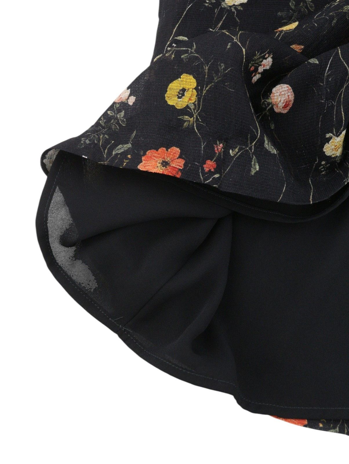 R13 RAGLAN SLEEVE BABYDOLL M Floral Black Wool Silk Dress 89921 Size M / US 6-8 / IT 42-44 - 7 Thumbnail