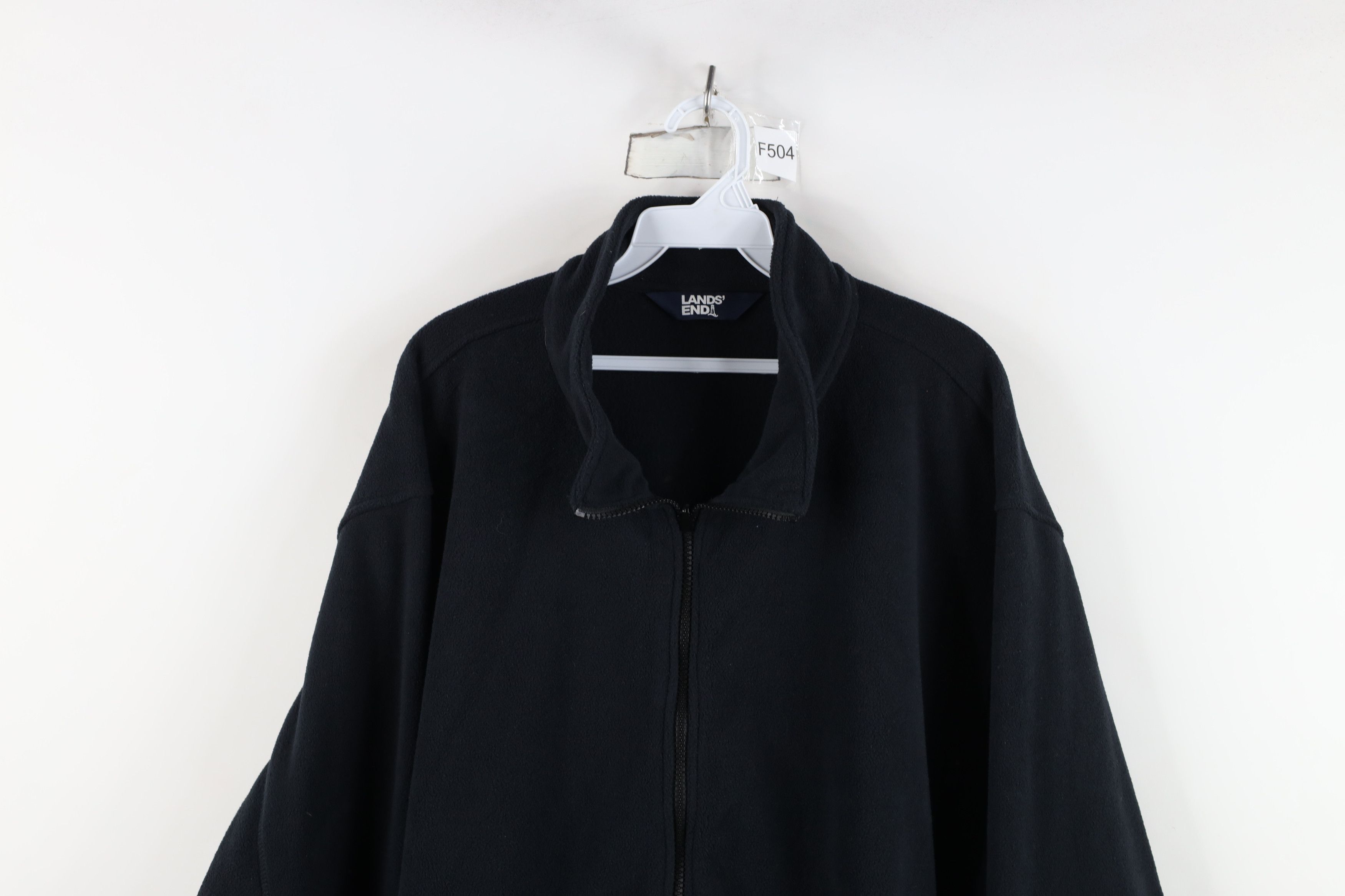 Lands' End Vintage Y2K Lands End Blank Full Zip Fleece Jacket Dark Blue Size US XXL / EU 58 / 5 - 2 Thumbnail