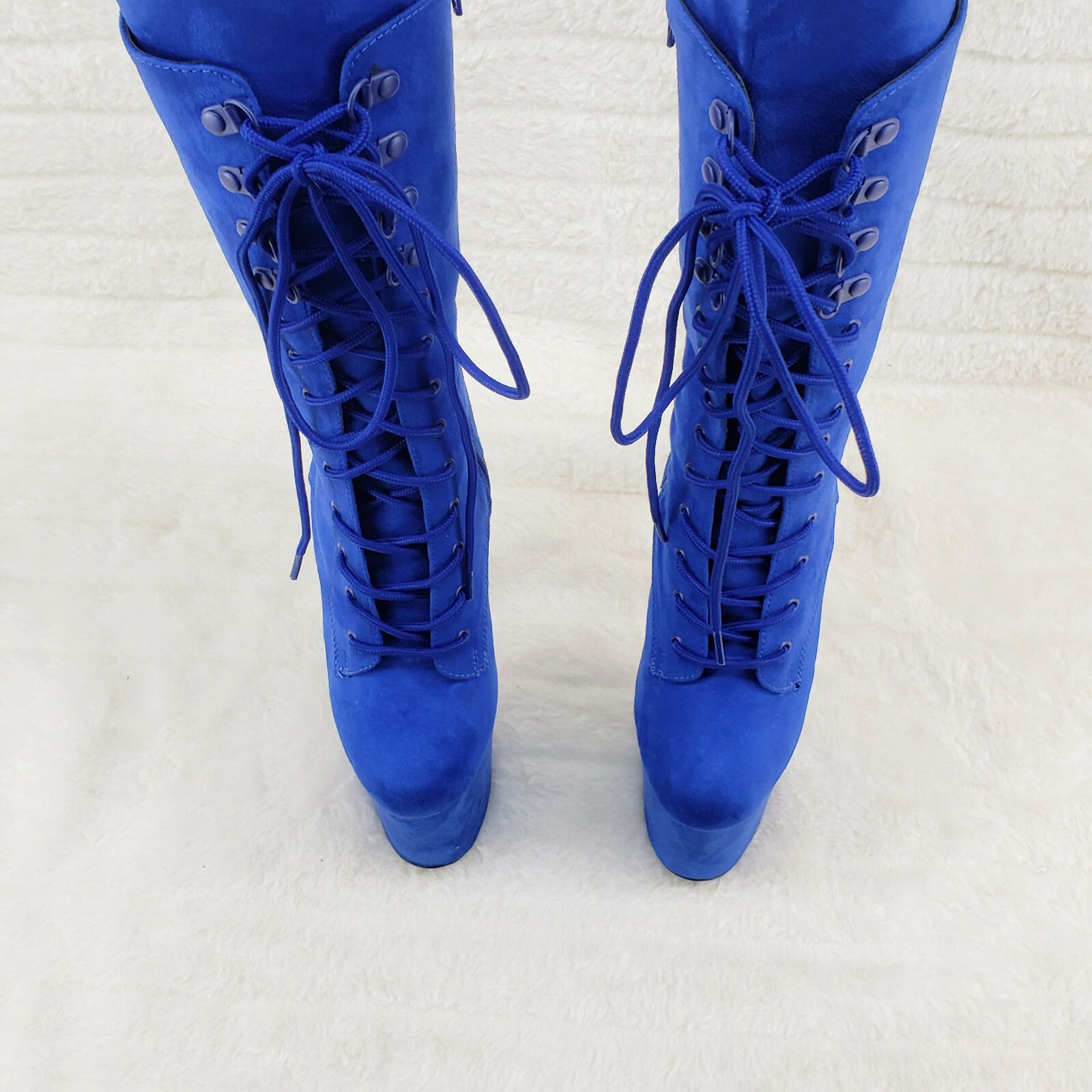 Other Flamingo 1050FS Blue Vegan Suede 8" High Heel Platform Mid C Size US 11 / IT 41 - 7 Thumbnail